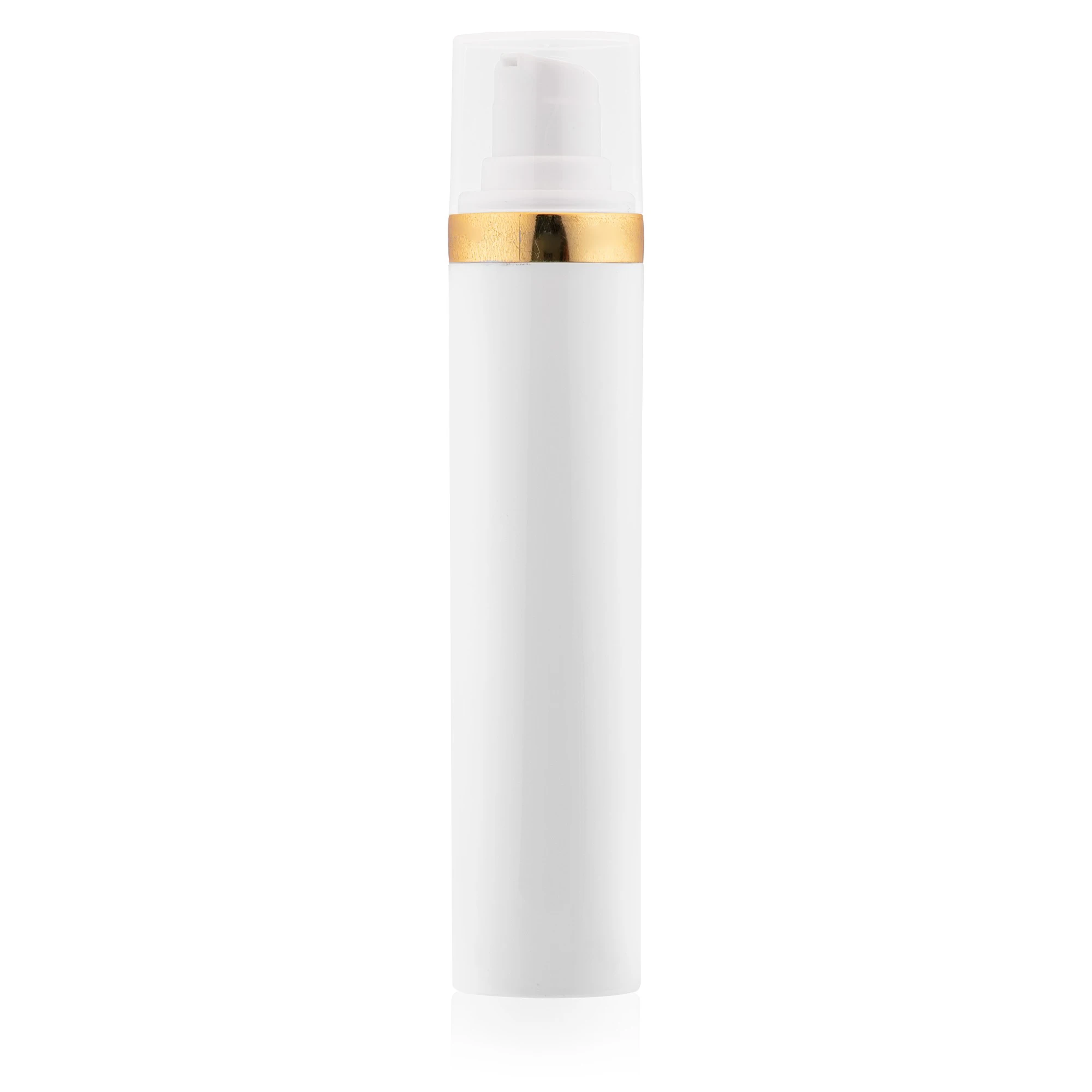 Frasco Airless MEG Branco com Friso Dourado 50ml